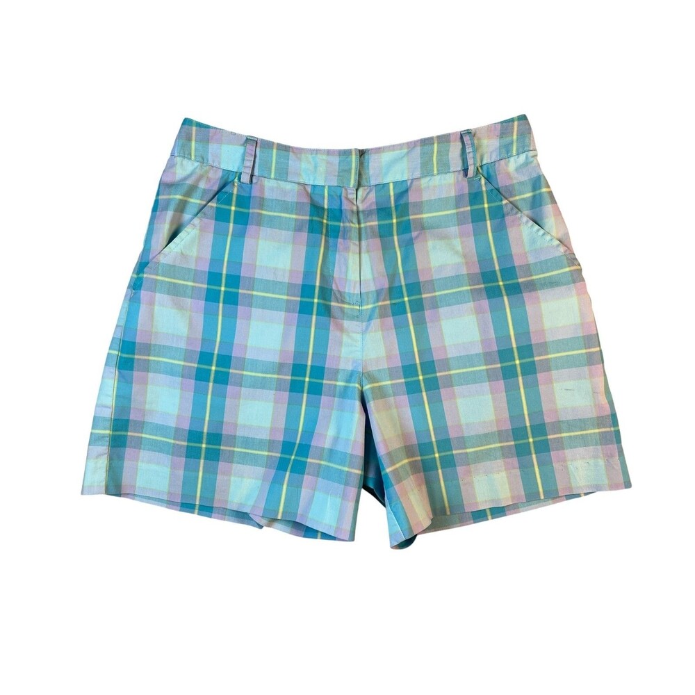 Vintage Lilly Pulitzer Hi-Rise Lightweight Blue Plaid Short  Size 8  Casual Golf